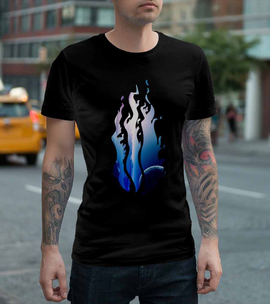 PrestonSpaceFlame Earth Planet Blue Blaze T-Shirt