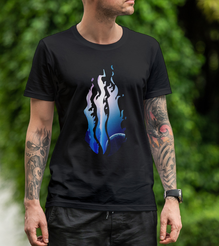 PrestonSpaceFlame Earth Planet Blue Blaze T-Shirt