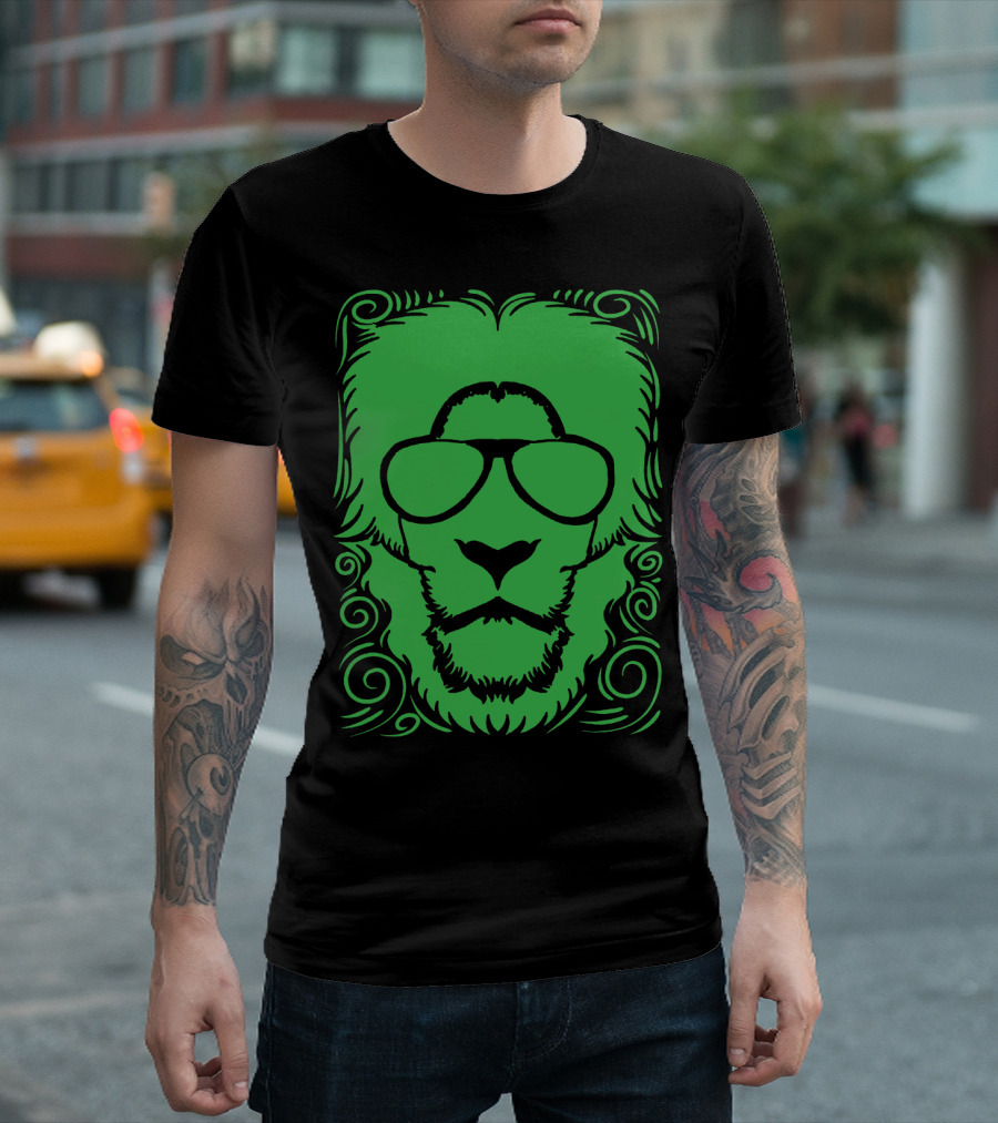 Tiger Green Sunglasses Lion T-Shirt