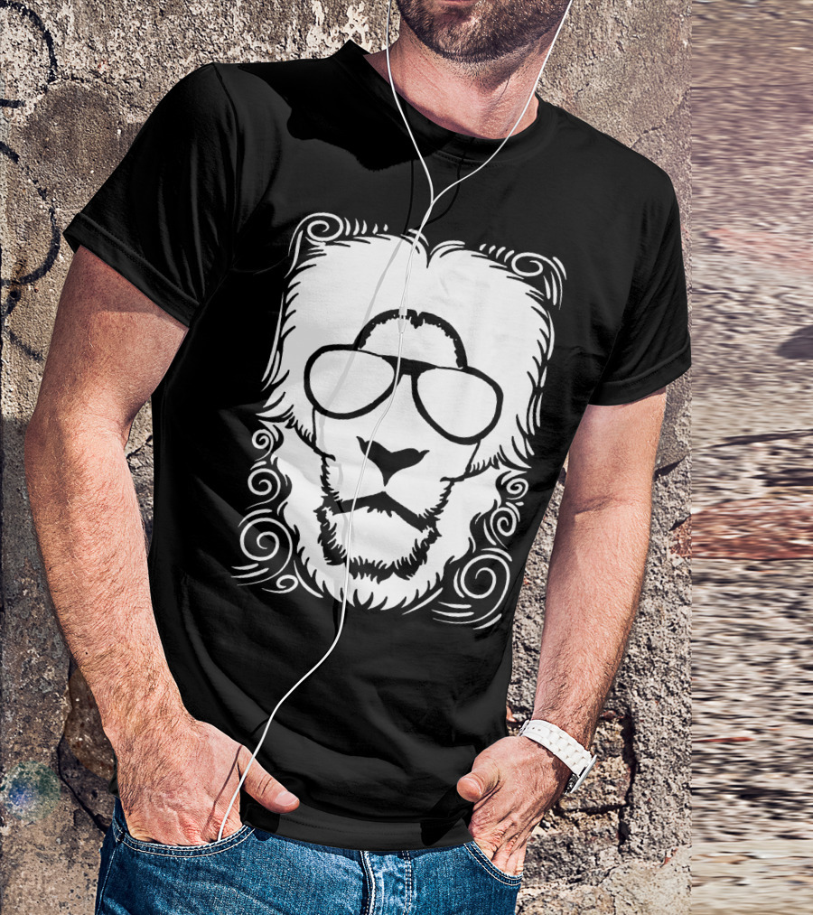Tiger White Lion Sunglasses Swirls T-Shirt