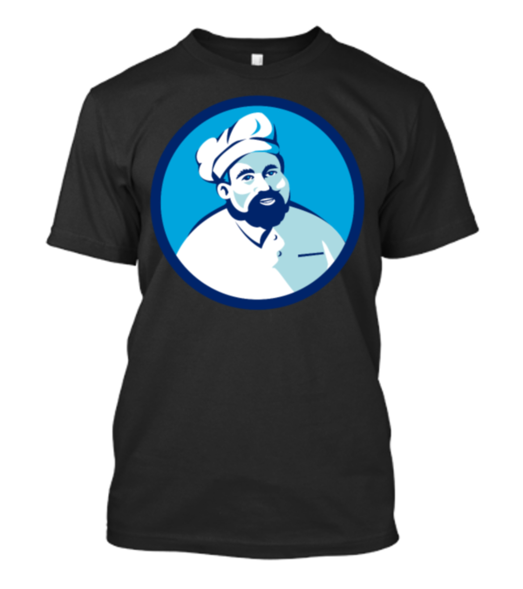 Baker Chef Cook Bearded Circle Retro Blue T-Shirt