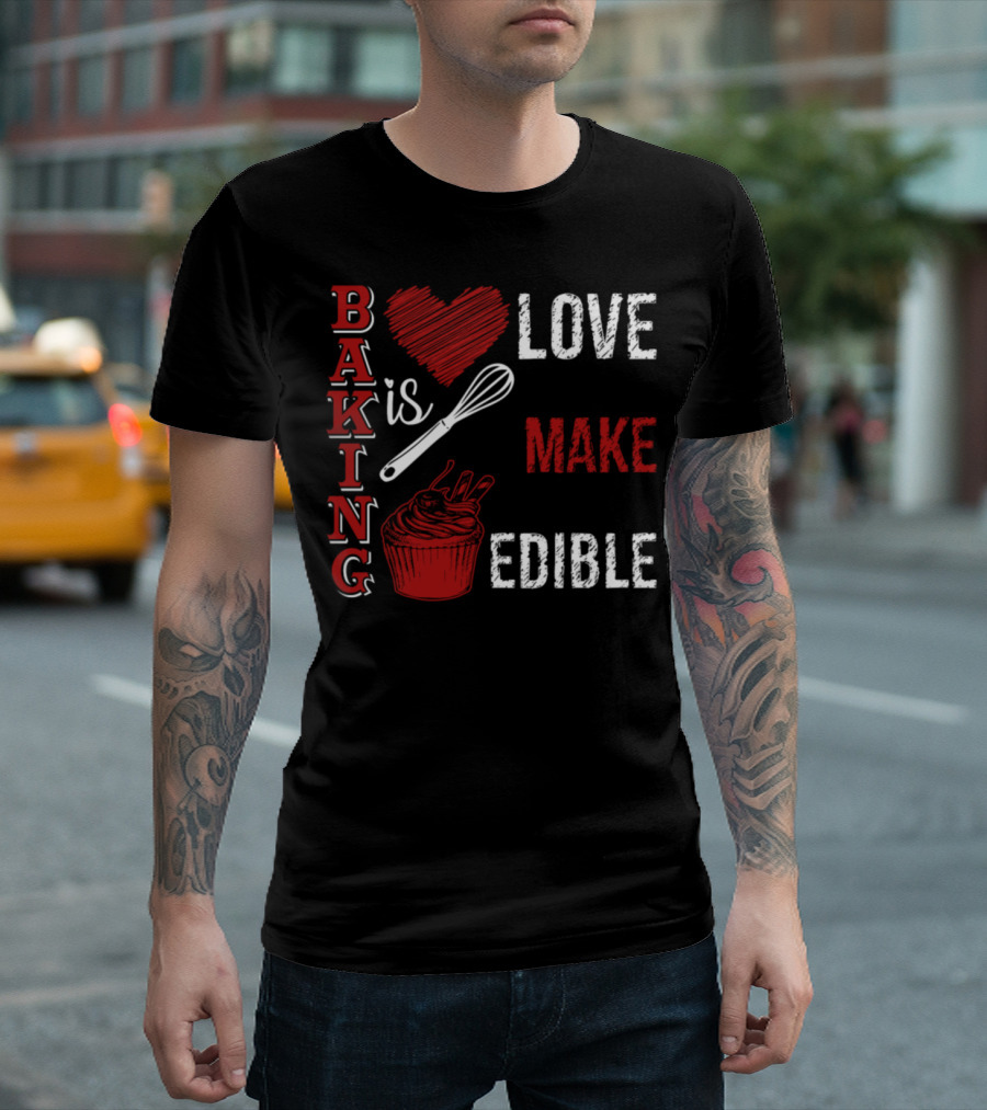 Baking Love with Whisk and Cupcake Edible T-Shirt