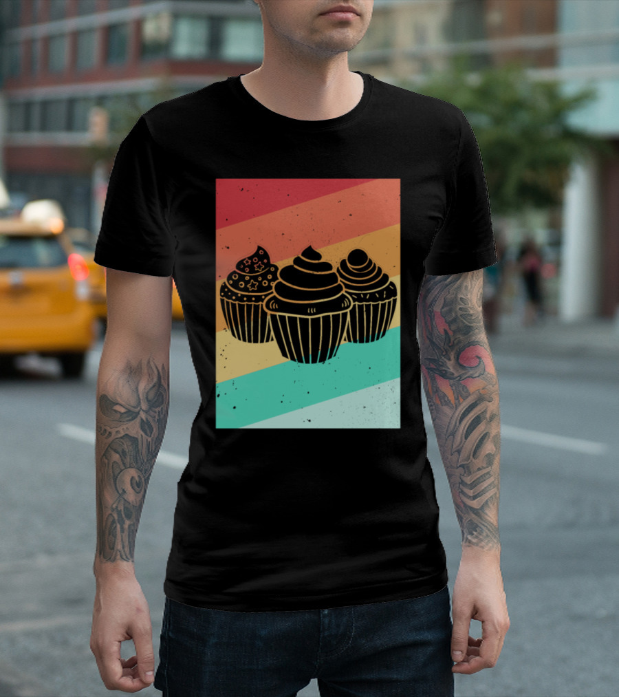 Cupcake Muffin Cake Bakers Retro T-Shirt