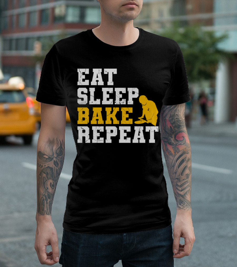 Eat Sleep Bake Repeat Baker Baking Enthusiast Pattern Chef T-Shirt