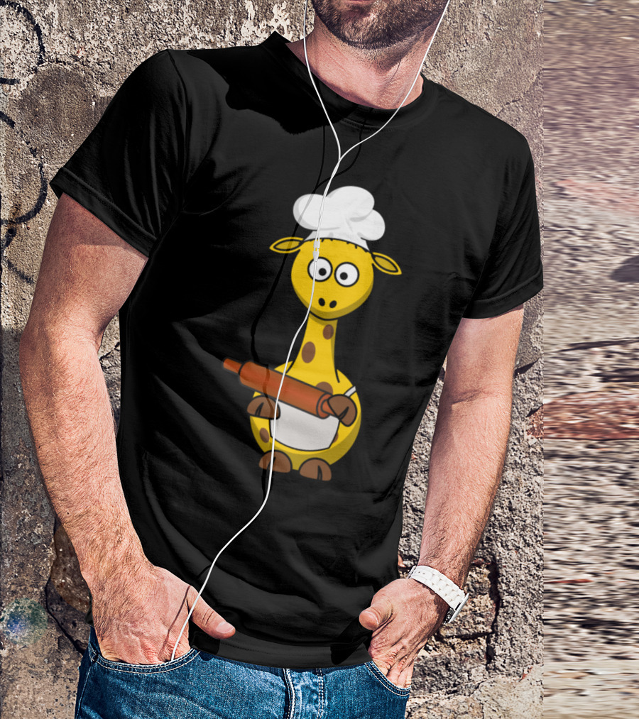 Funny Giraffe Chef With Rolling Pin T-Shirt