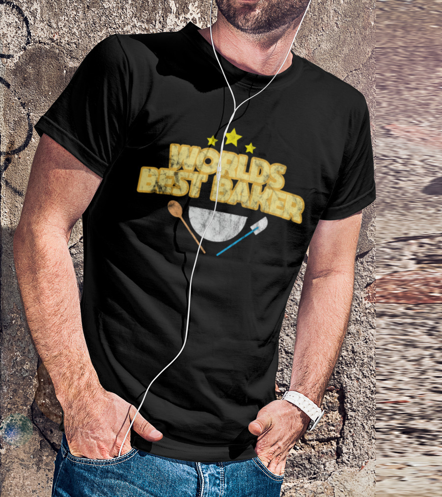 WORLDS BEST BAKER Spoon Bowl Shovel Stars T-Shirt