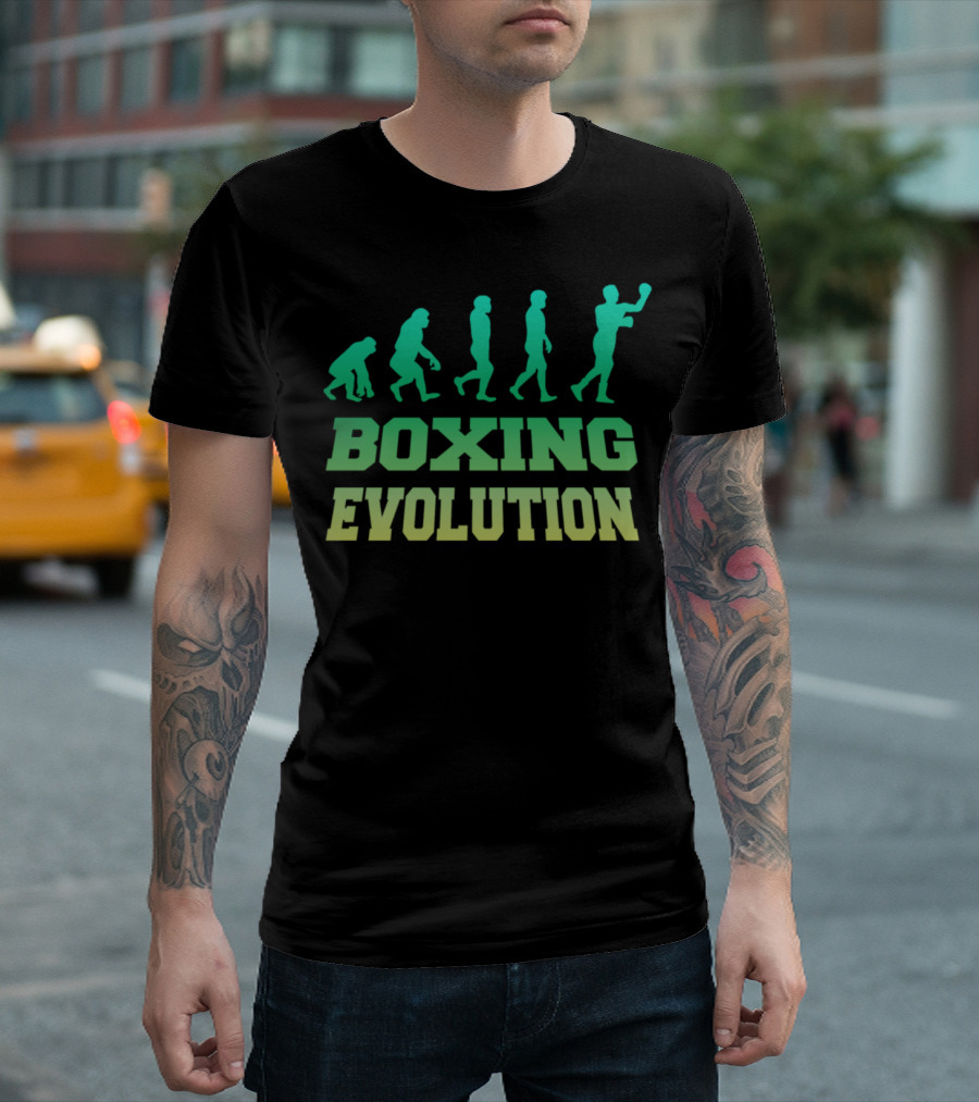 Boxing Evolution Anthropomorphic Silhouette Progression T-Shirt
