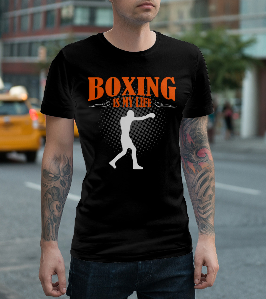 Boxing Is My Life Silhouette Punching Pose T-Shirt