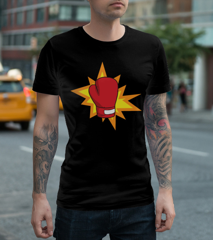 Red Boxing Glove with Yellow Starburst Background T-Shirt