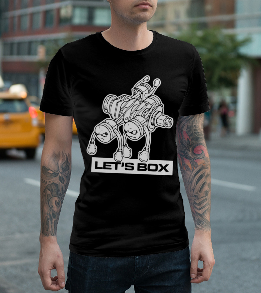 Let's Box Funny Engine Pistons Cartoon T-Shirt