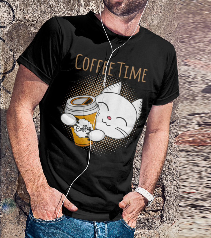 Coffee Time Coffee Cat Kittens Hugging Coffee Cup T-Shirt