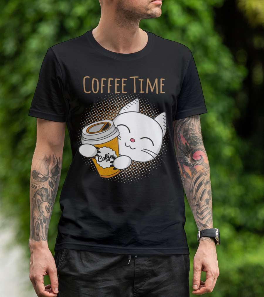 Coffee Time Coffee Cat Kittens Hugging Coffee Cup T-Shirt