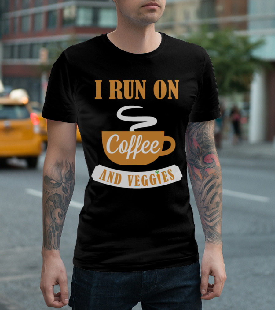 I Run On Coffee Cup And Veggies Carrot Concept T-Shirt