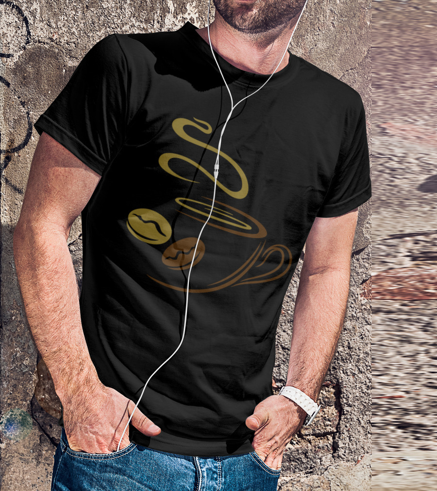 Steaming Large Coffee Cup With Floating Coffee Beans Iconic T-Shirt