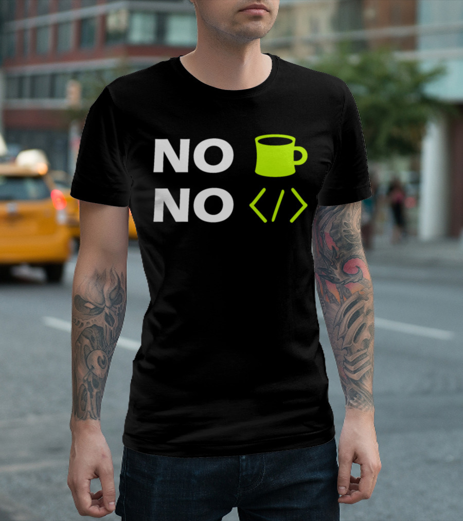 NO Coffee NO Code Mug and Coding Brackets T-Shirt