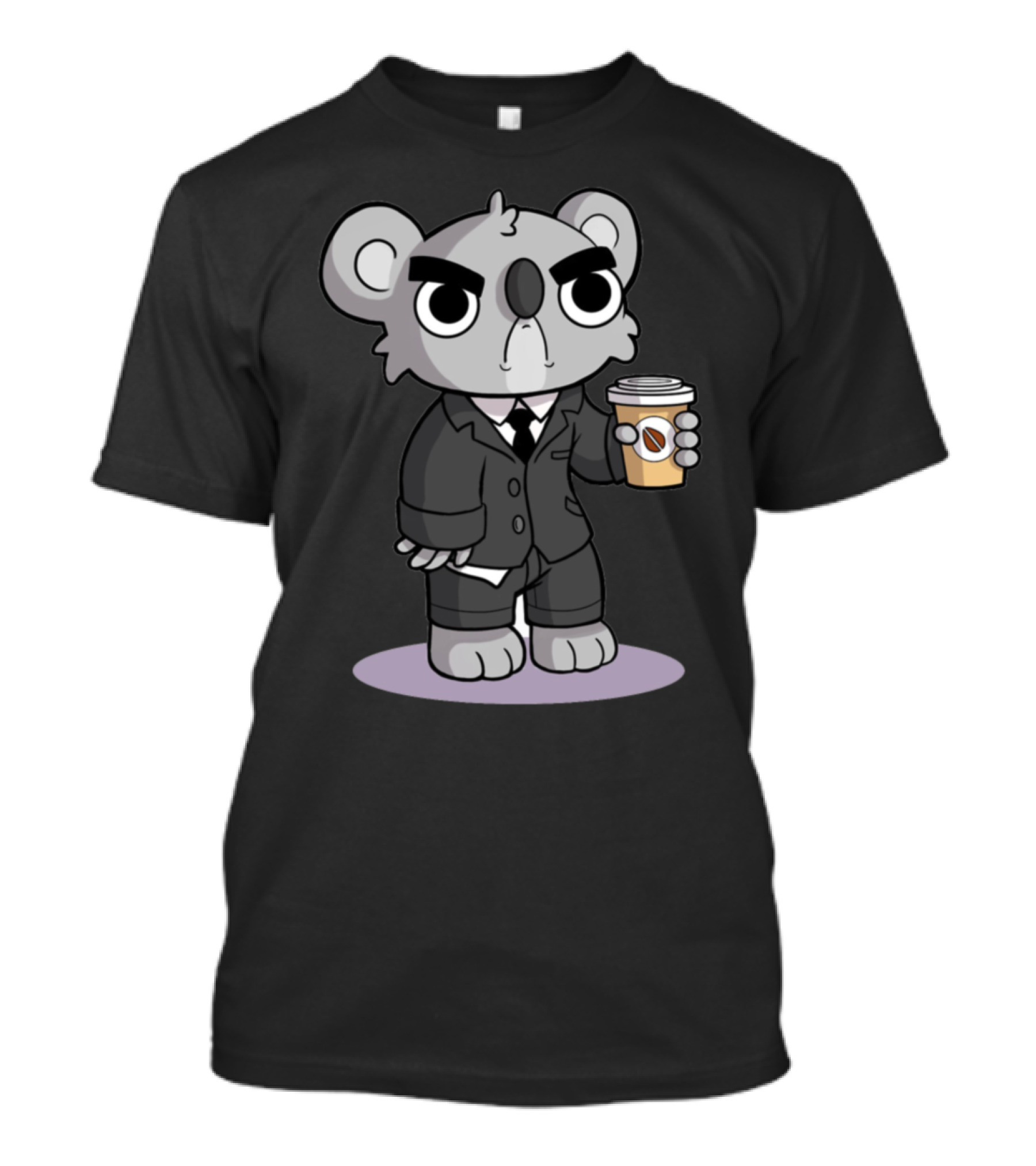 Grumpy Koala In Suit Holding Coffee Cup T-Shirt