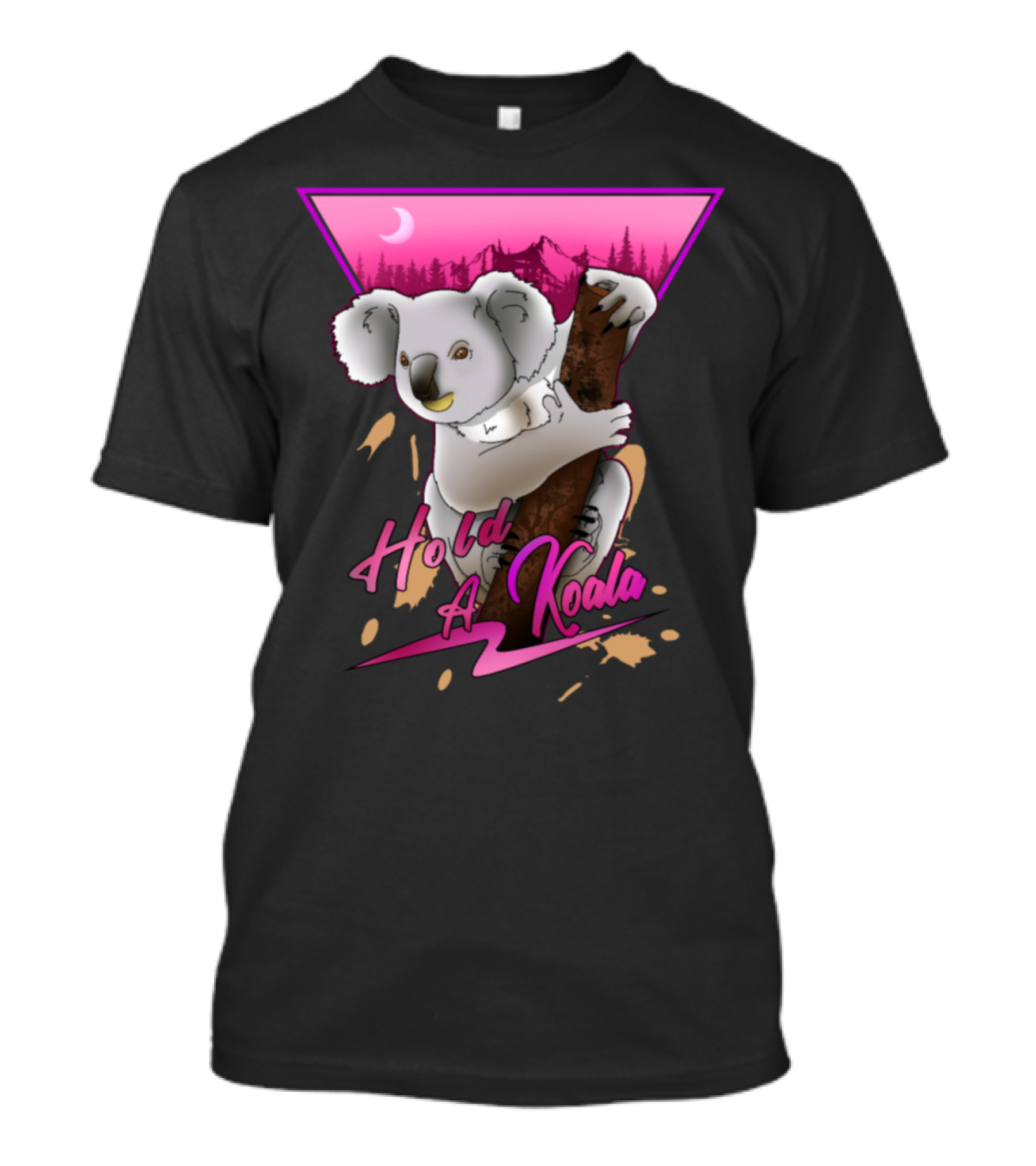 Hold A Koala Retro Mountain Night Scene T-Shirt
