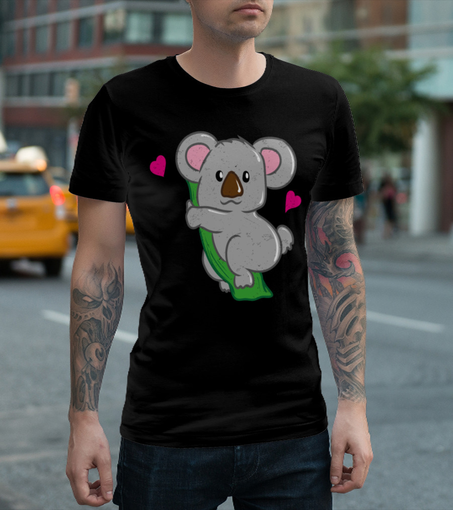 Koala Bear Love Hearts Hugging Eucalyptus T-Shirt