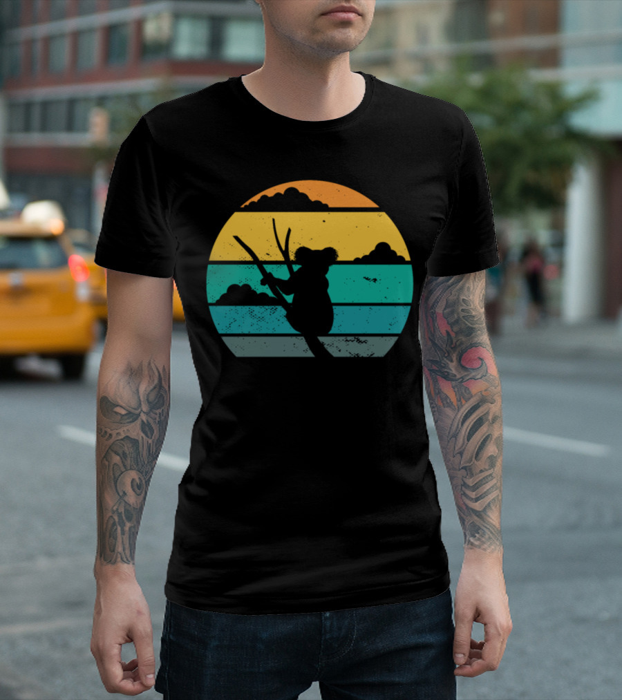 Koala Bear Retro Sunset Stripes T-Shirt