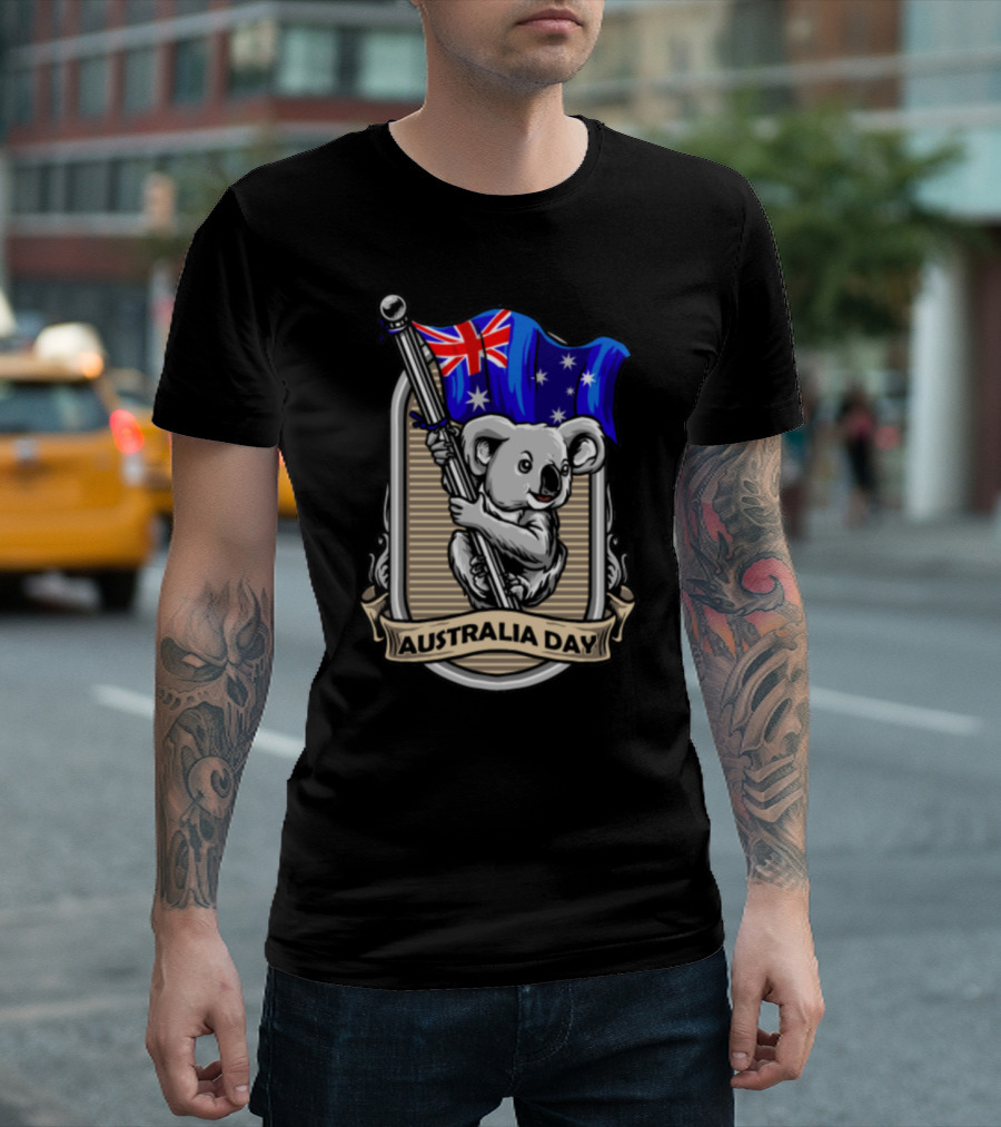 Koala Holding Australian Flag Celebrating Australia Day T-Shirt