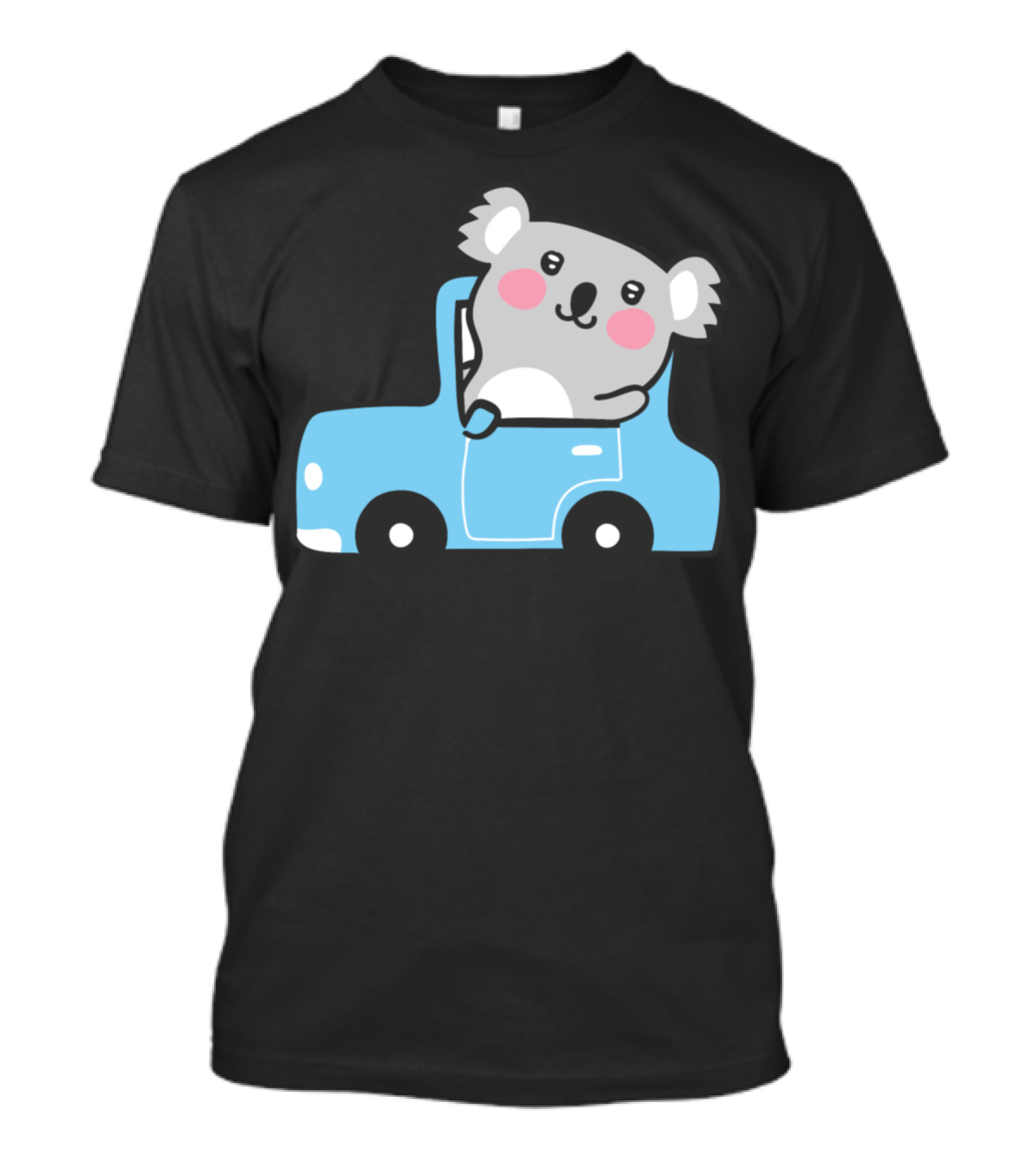 Koala Driving Blue Car Cute Cartoon Image T-Shirt