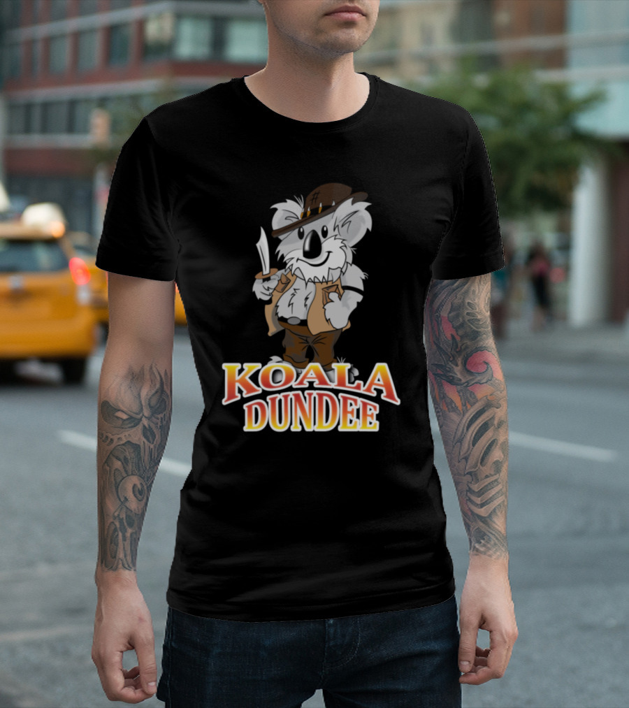 Koala Dundee Cartoon Character with Hat and Knife T-Shirt