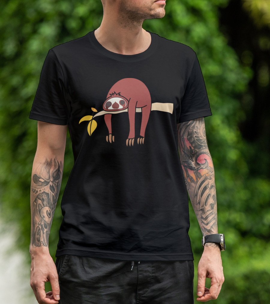 Koala Is Tired Hanging On A Branch With Yellow Leaf T-Shirt