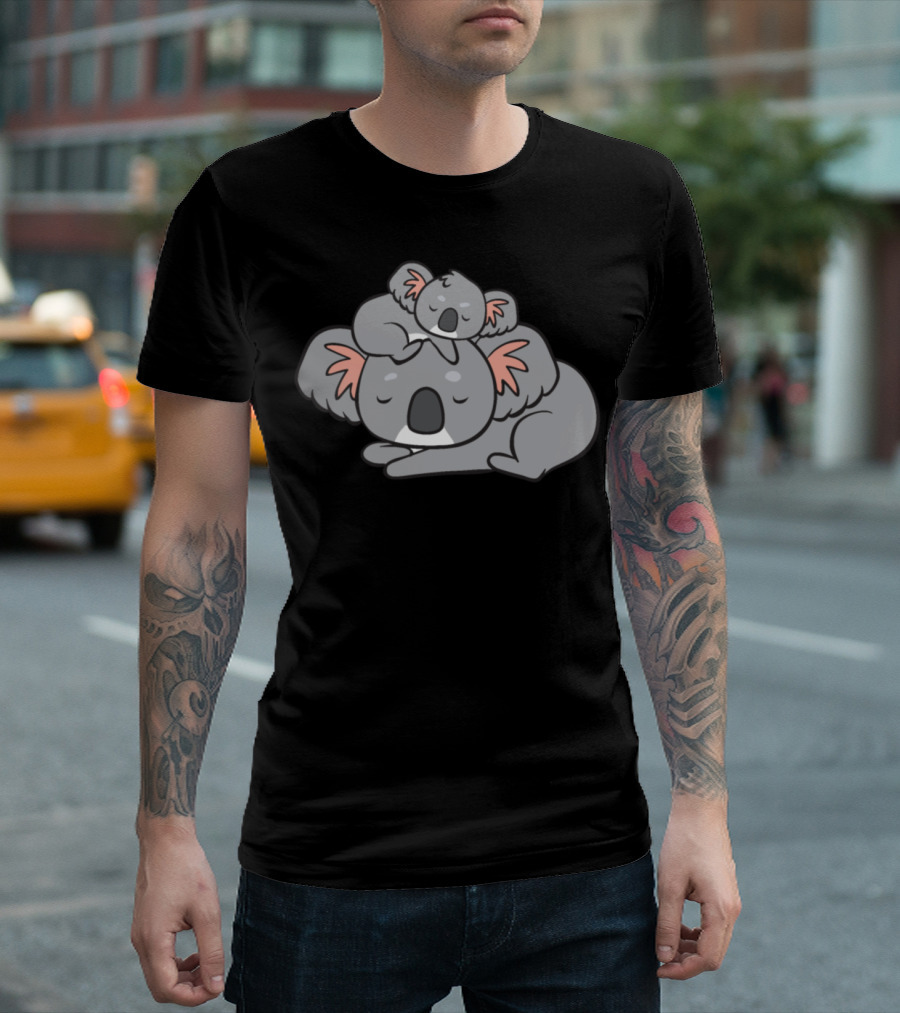 Koala Mom Snuggling With Sleeping Baby Koala T-Shirt