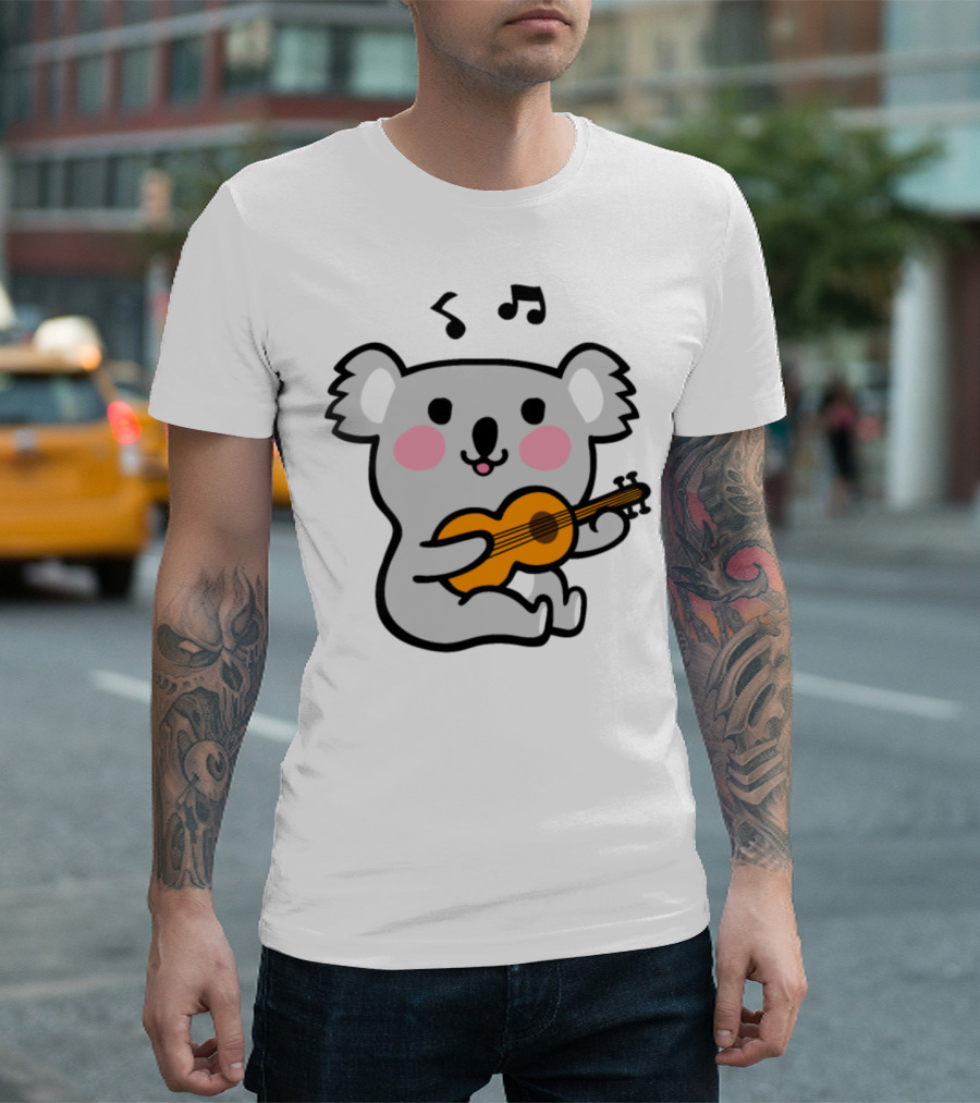 Koala Playing Guitar With Music Notes T-Shirt
