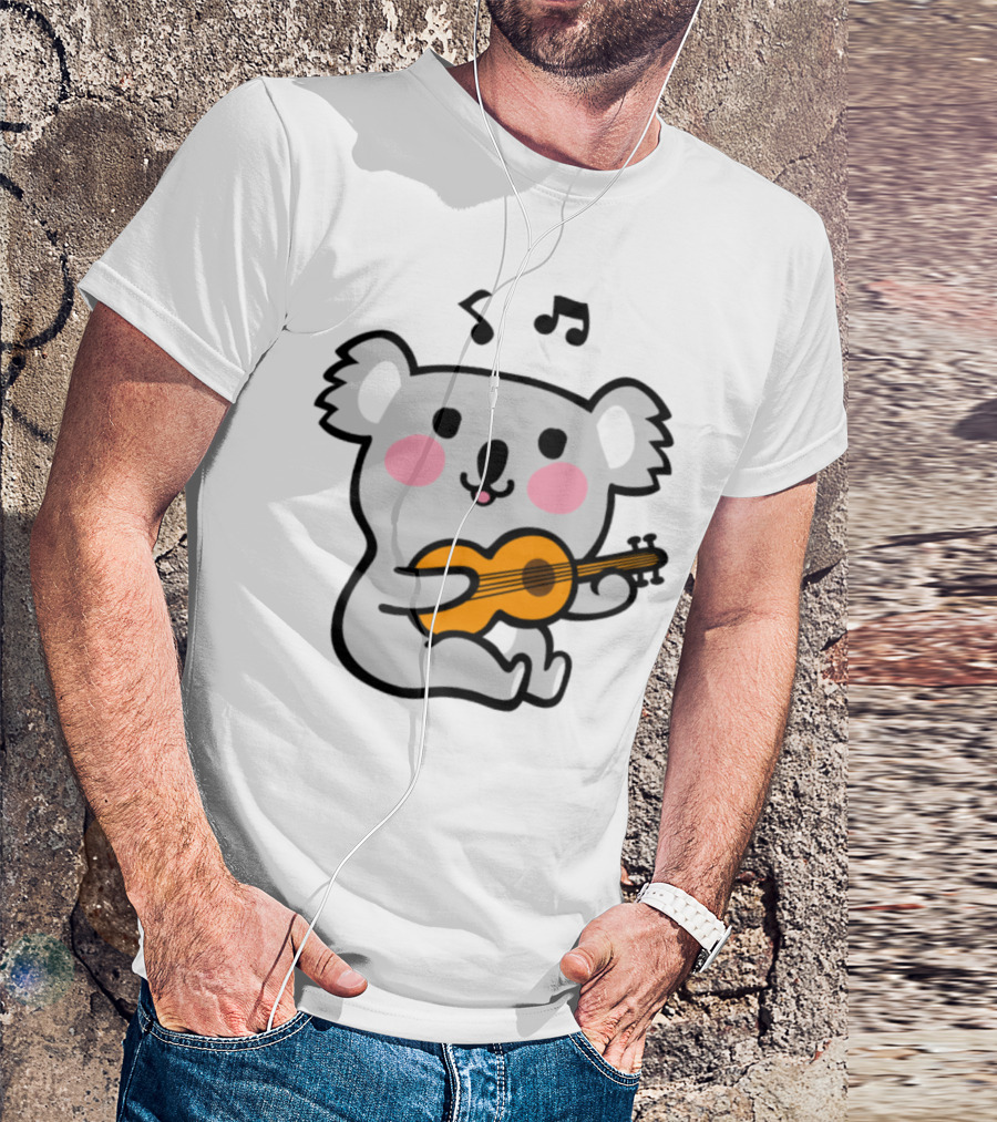 Koala Playing Guitar With Music Notes T-Shirt