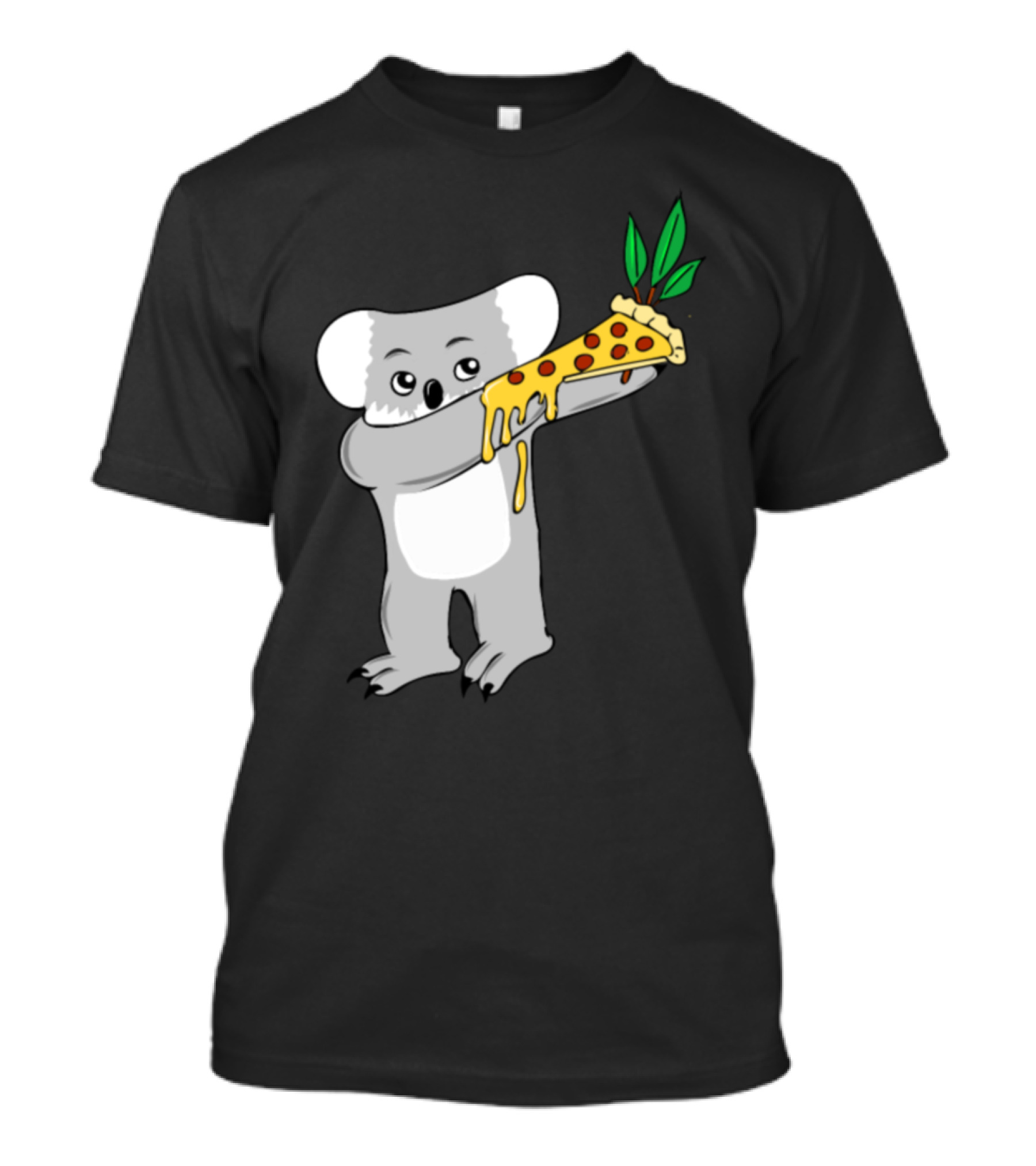 Koala Holding Cheese Dripping Pizza Slice With Eucalyptus Leaves T-Shirt