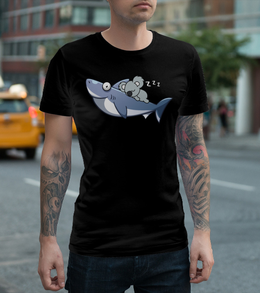 Koala Sleeping on Shark Funny Trend T-Shirt