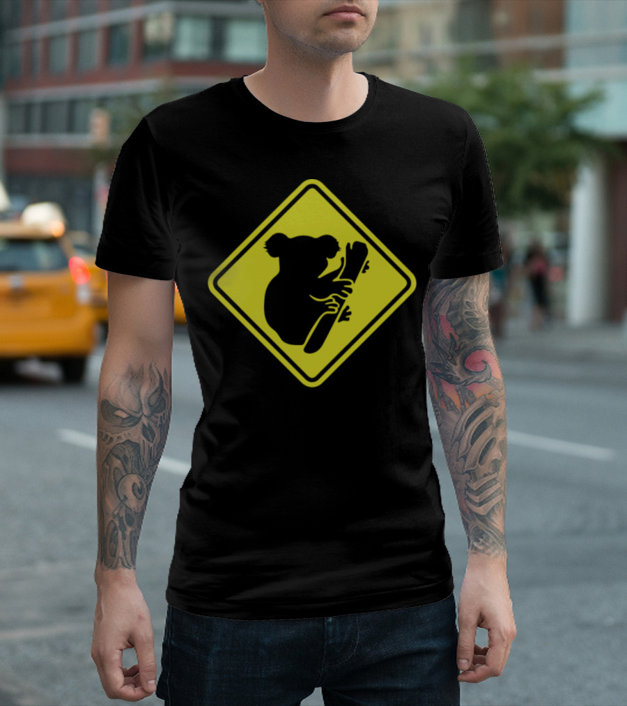 Koala Crossing Caution Yellow Sign T-Shirt