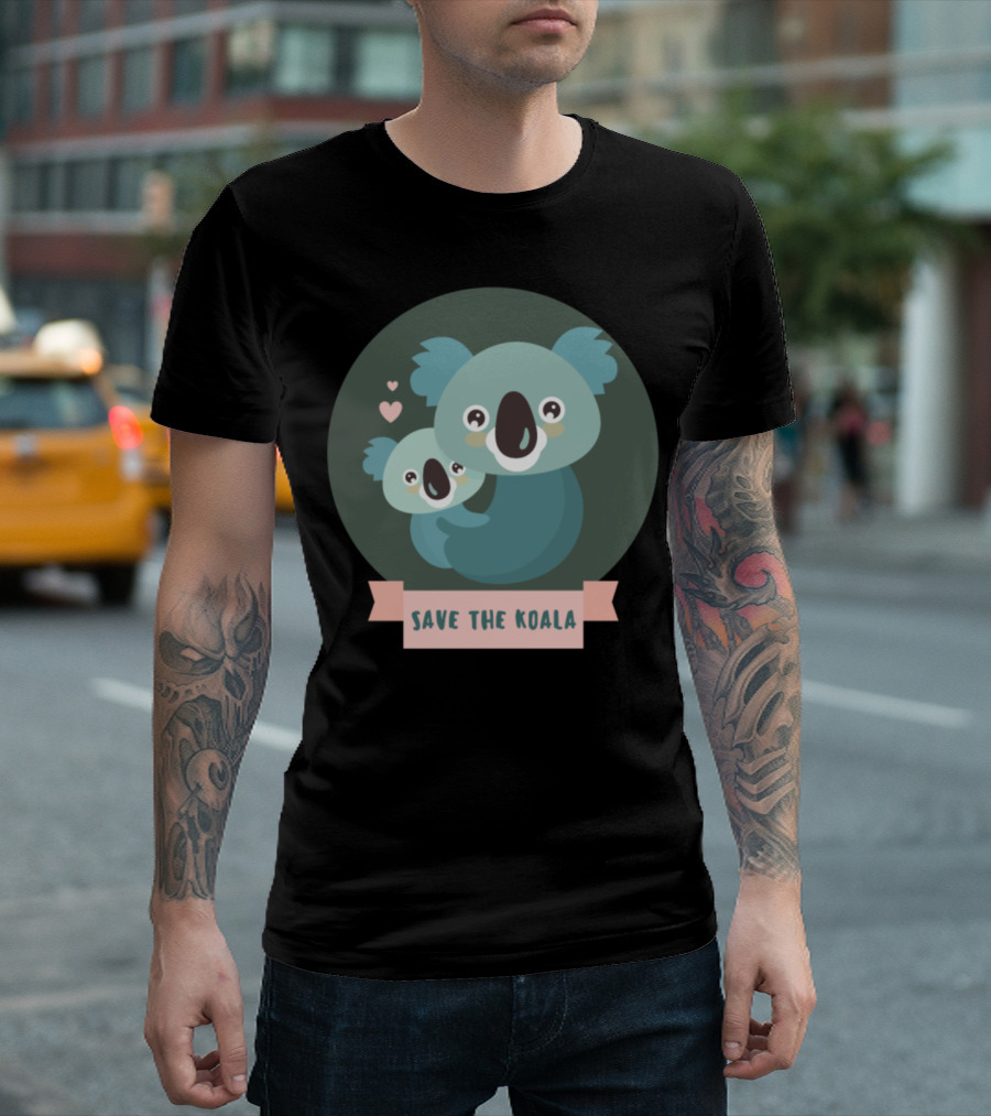 Save The Koala Cute Koala Bear Family with Heart Shapes T-Shirt