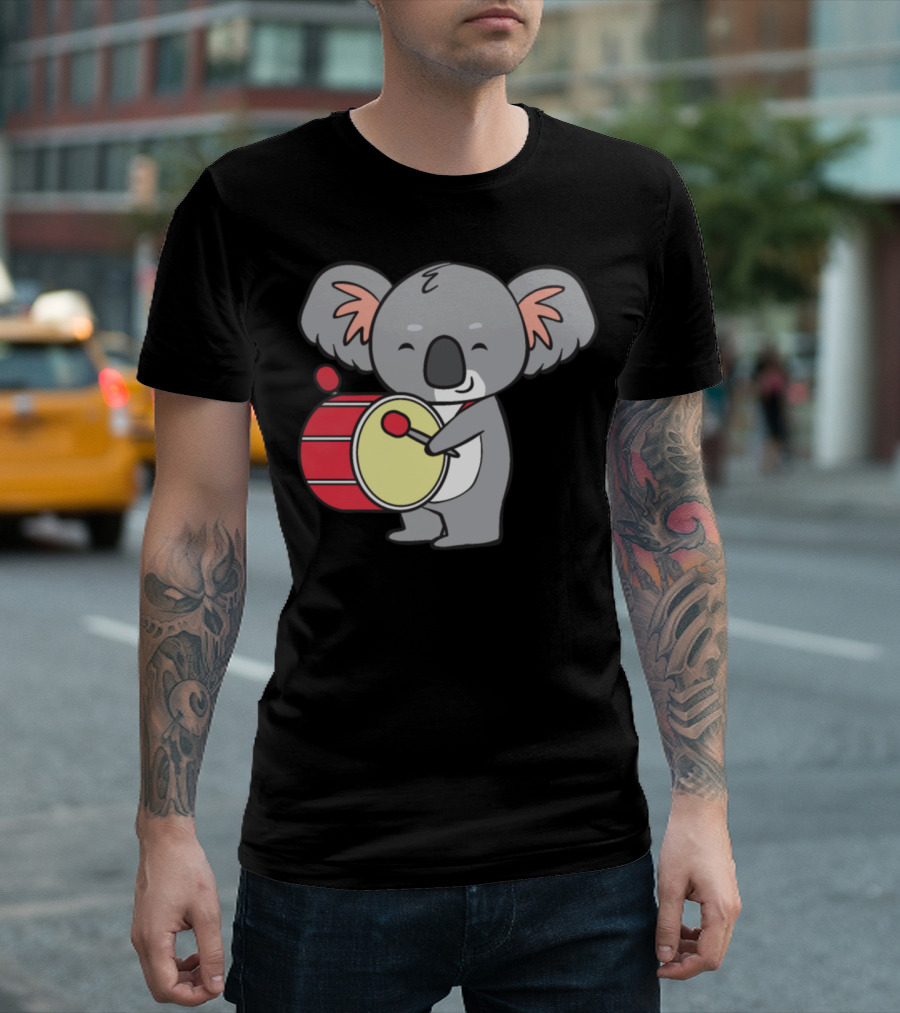Koala Playing Red Drum with Joyful Expression T-Shirt