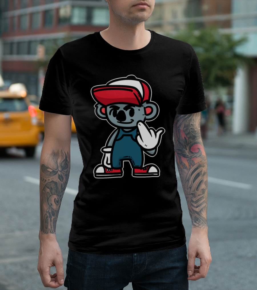 Koala With The Middle Finger Red Hat Sneakers T-Shirt