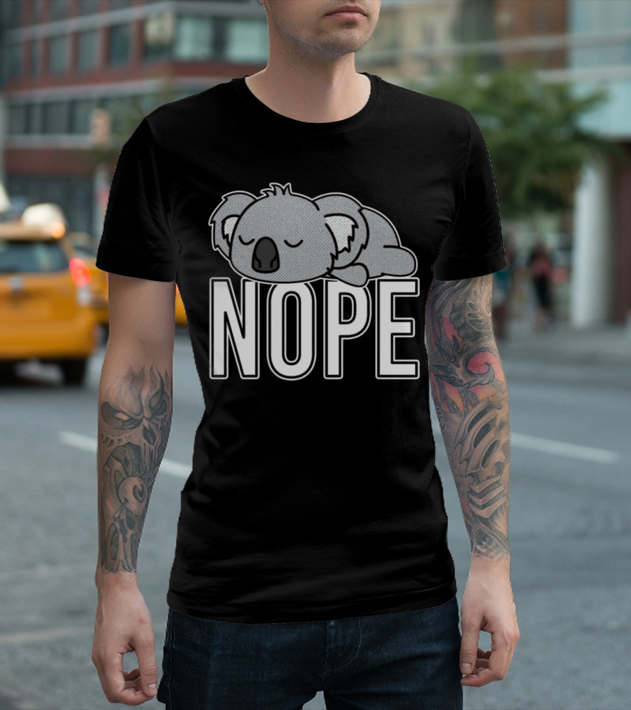 Nope Sleeping Koala Graphic Fan T-Shirt