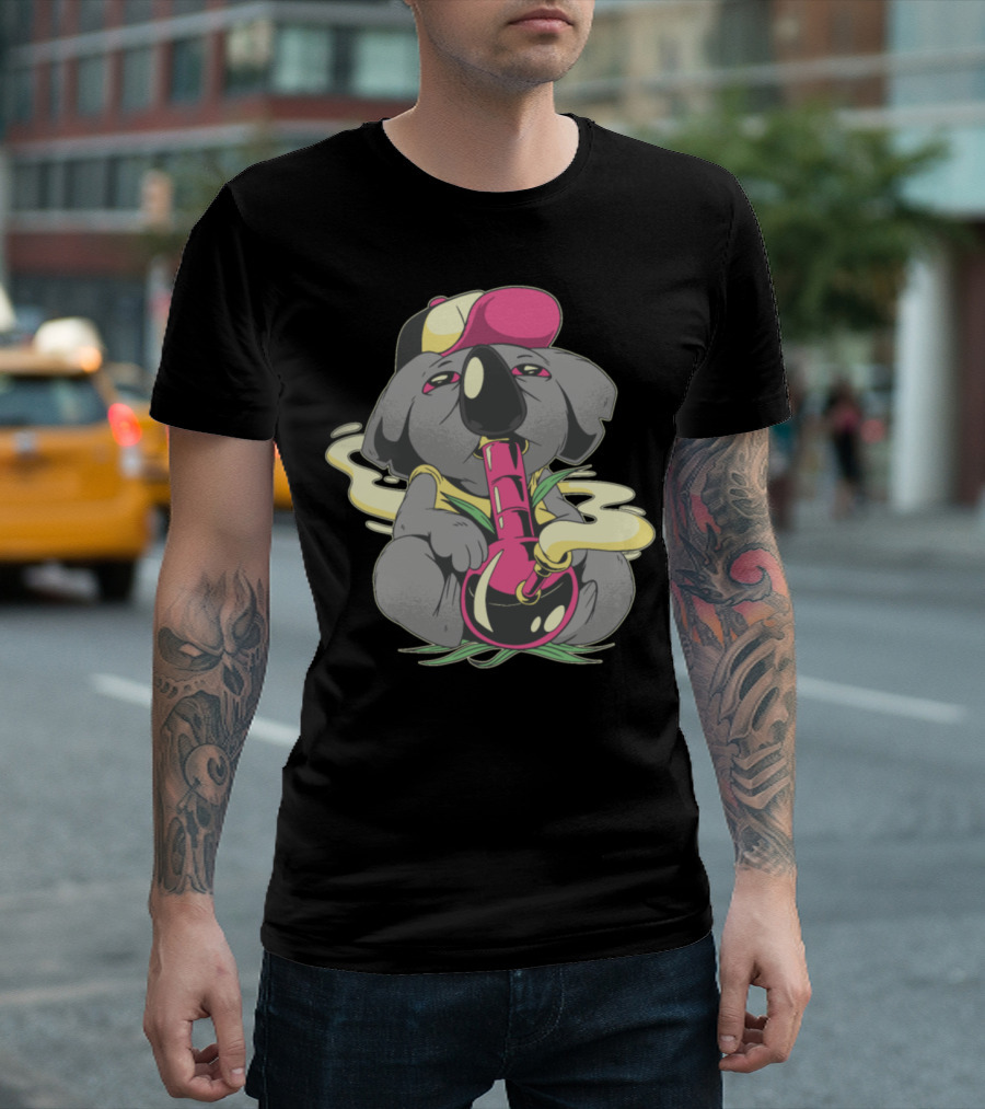 Chill Koala Smoking Bong with Cap and Smoke Puffs T-Shirt