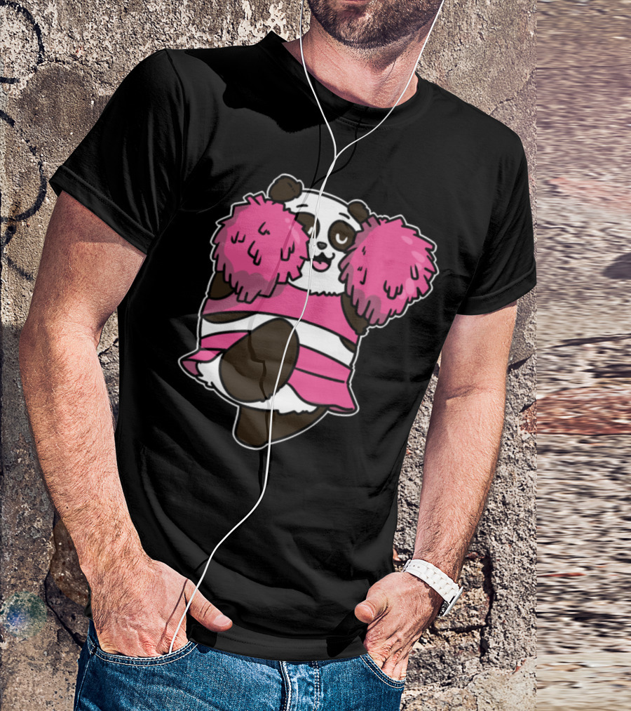 Cheerleader Panda Football Dance Cheerleading T-Shirt
