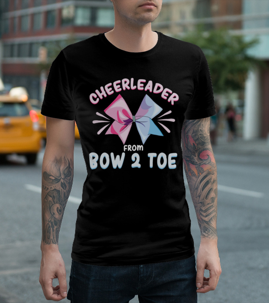 Cheerleader From Bow 2 Toe Cheergirl Pom Pom High School Bow T-Shirt