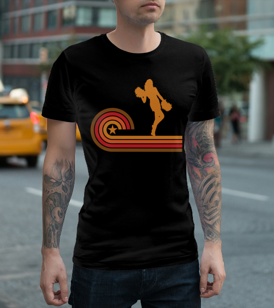 Retro Cheerleader with Star and Stripes T-Shirt
