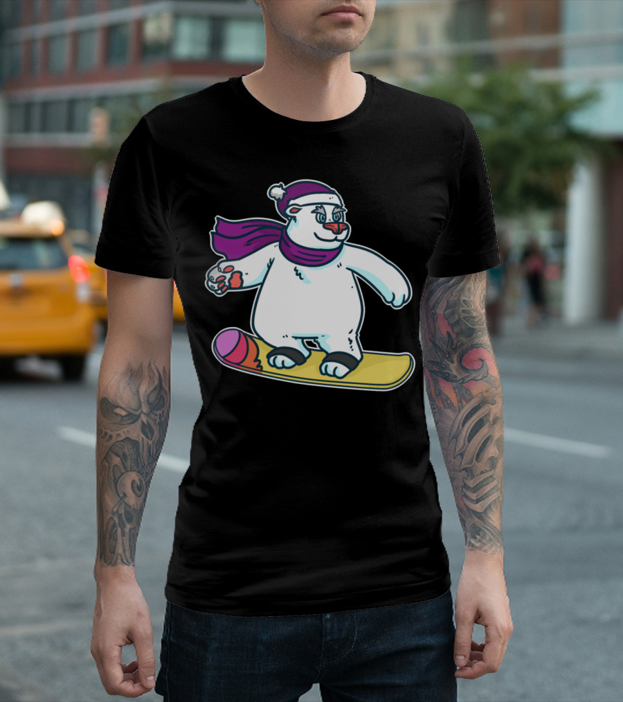 Snow Sledge Winter Ski Snowman Polar Bear Snowboarding T-Shirt
