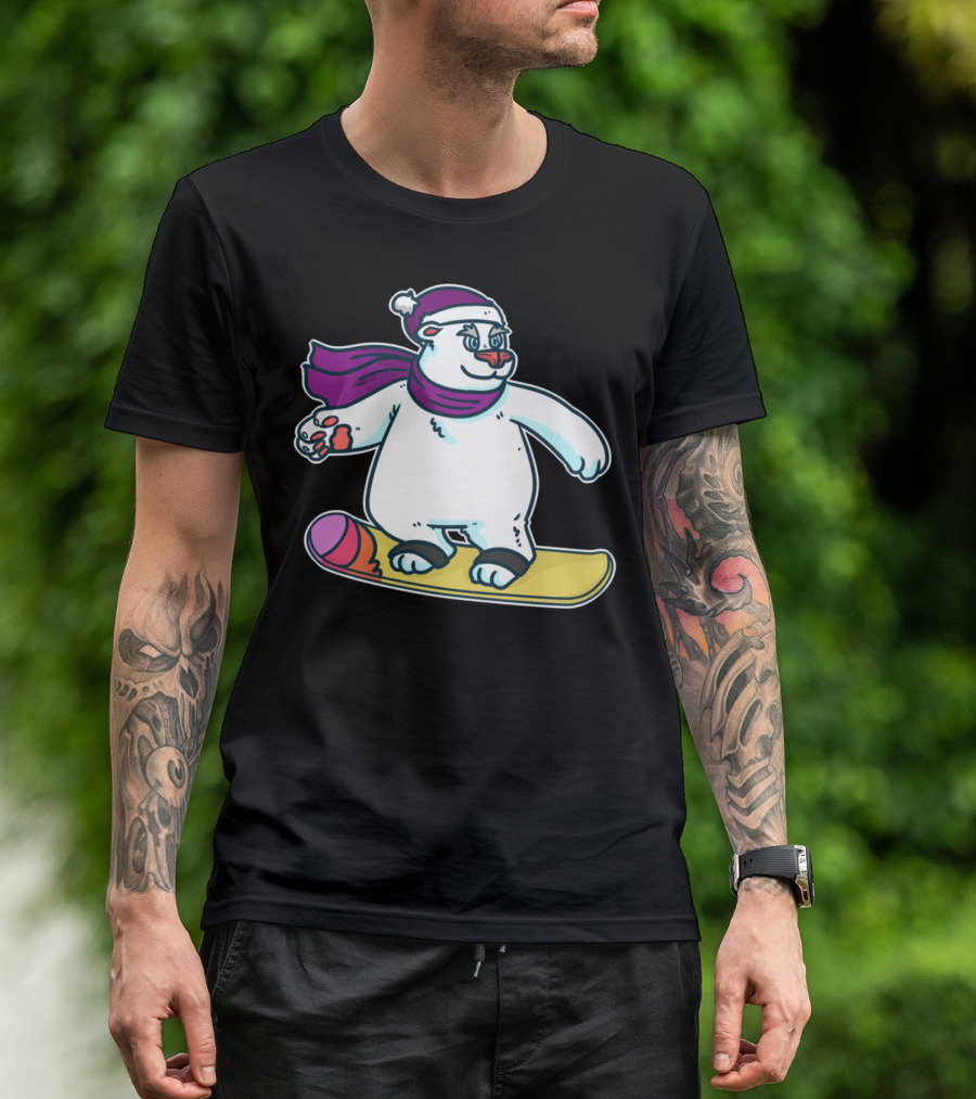 Snow Sledge Winter Ski Snowman Polar Bear Snowboarding T-Shirt