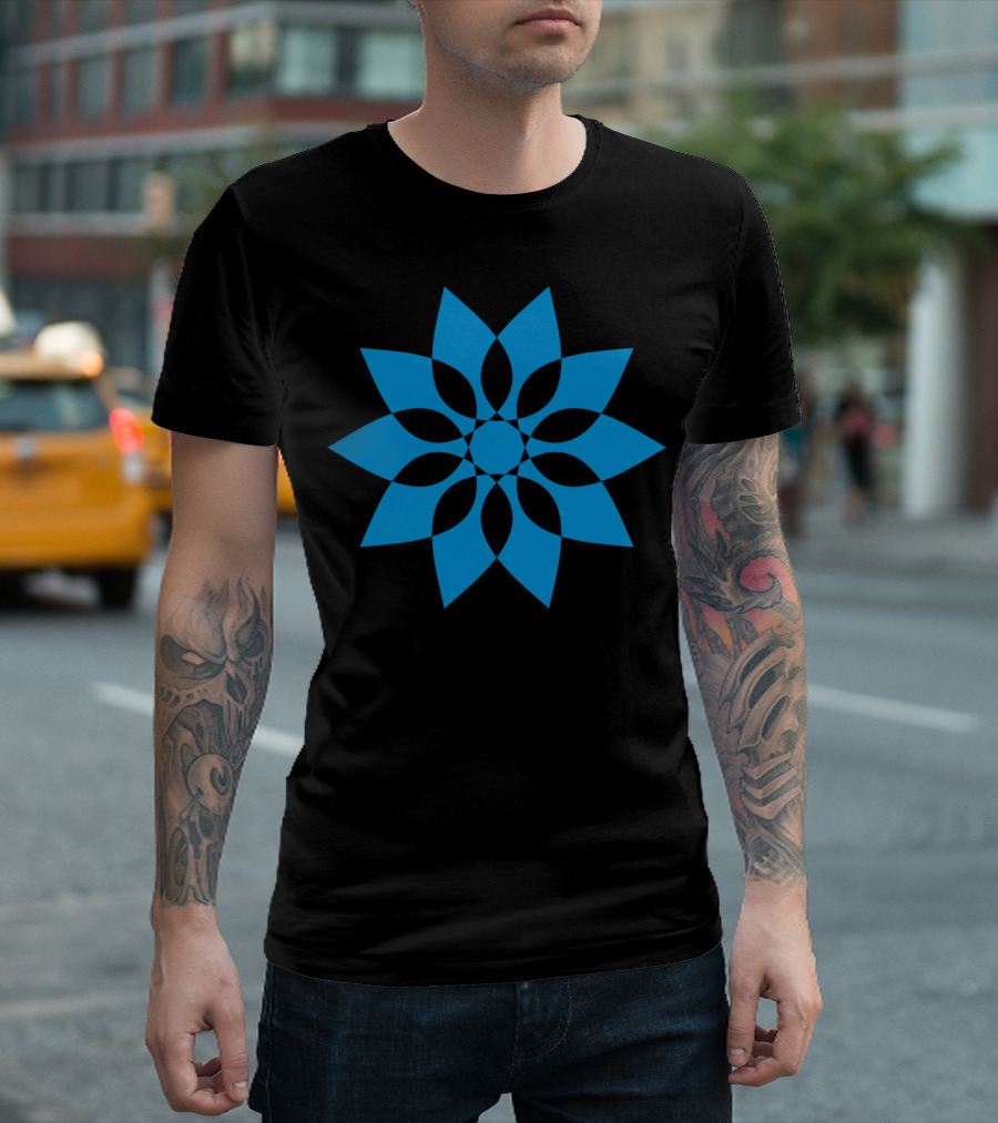 Star Pattern Blue Geometric Flower T-Shirt