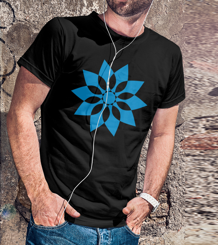 Star Pattern Blue Geometric Flower T-Shirt