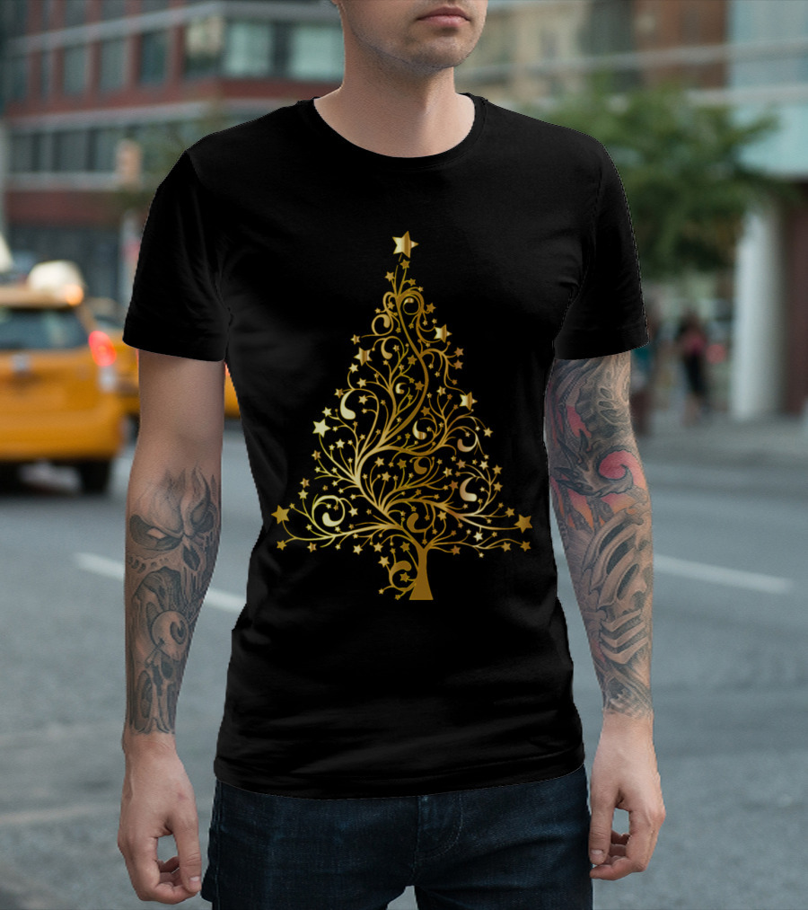 Starry Gold Christmas Tree Decorative T-Shirt