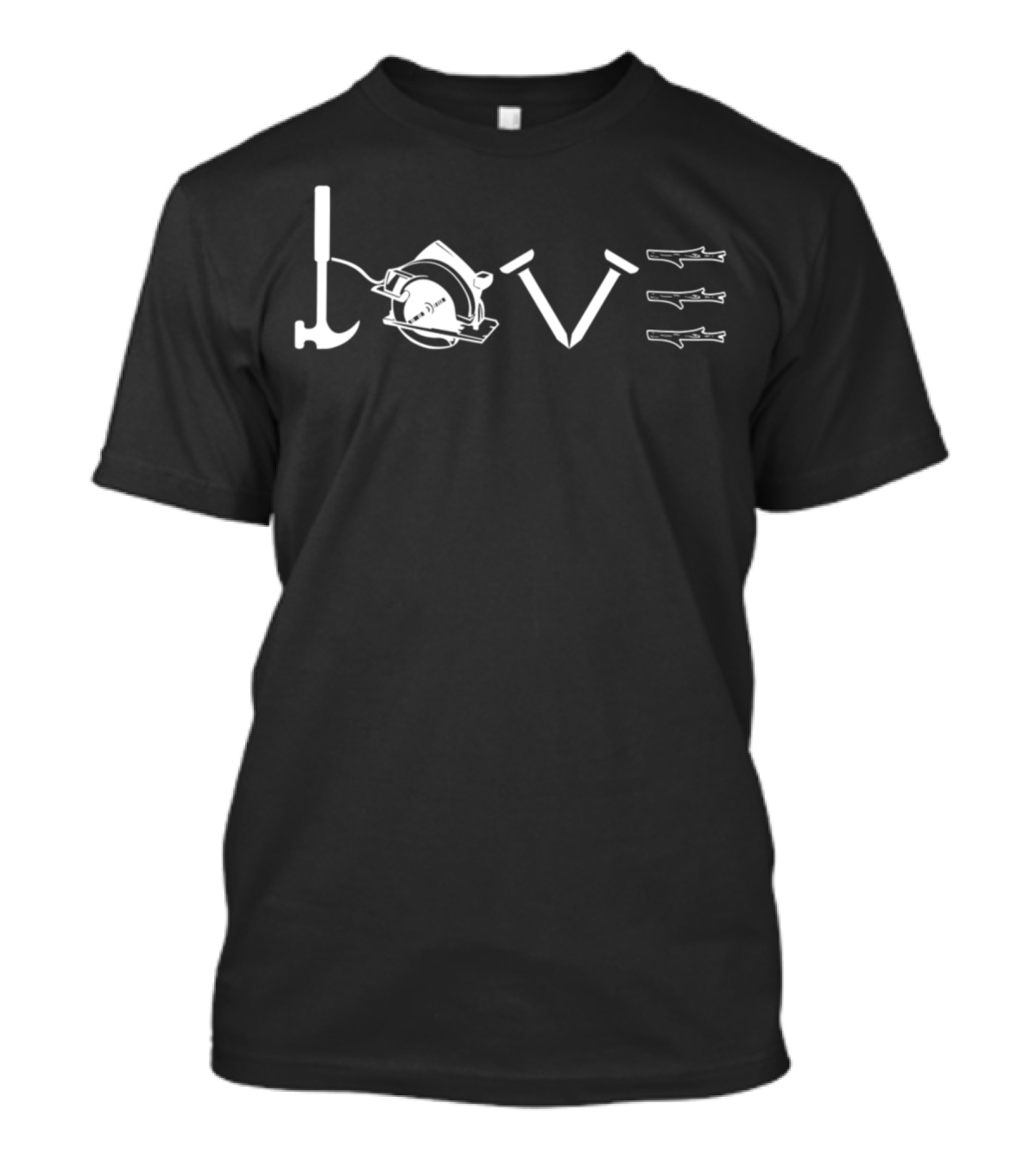 Love Carpenter Hammer Saw Nails Woodworking Tools T-Shirt