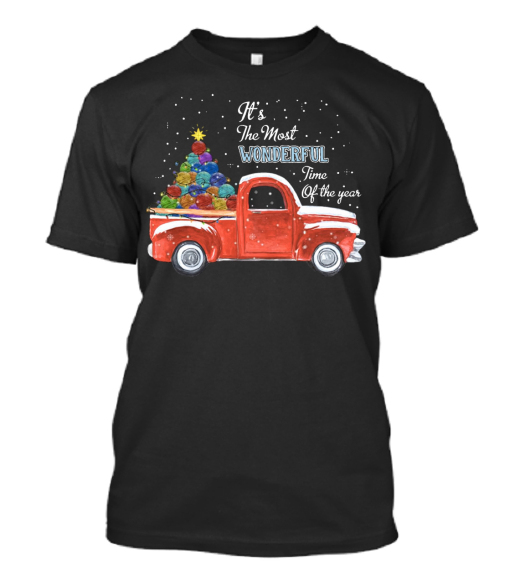 It's The Most Wonderful Time Of The Year With Festive Red Truck And Christmas Tree T-Shirt