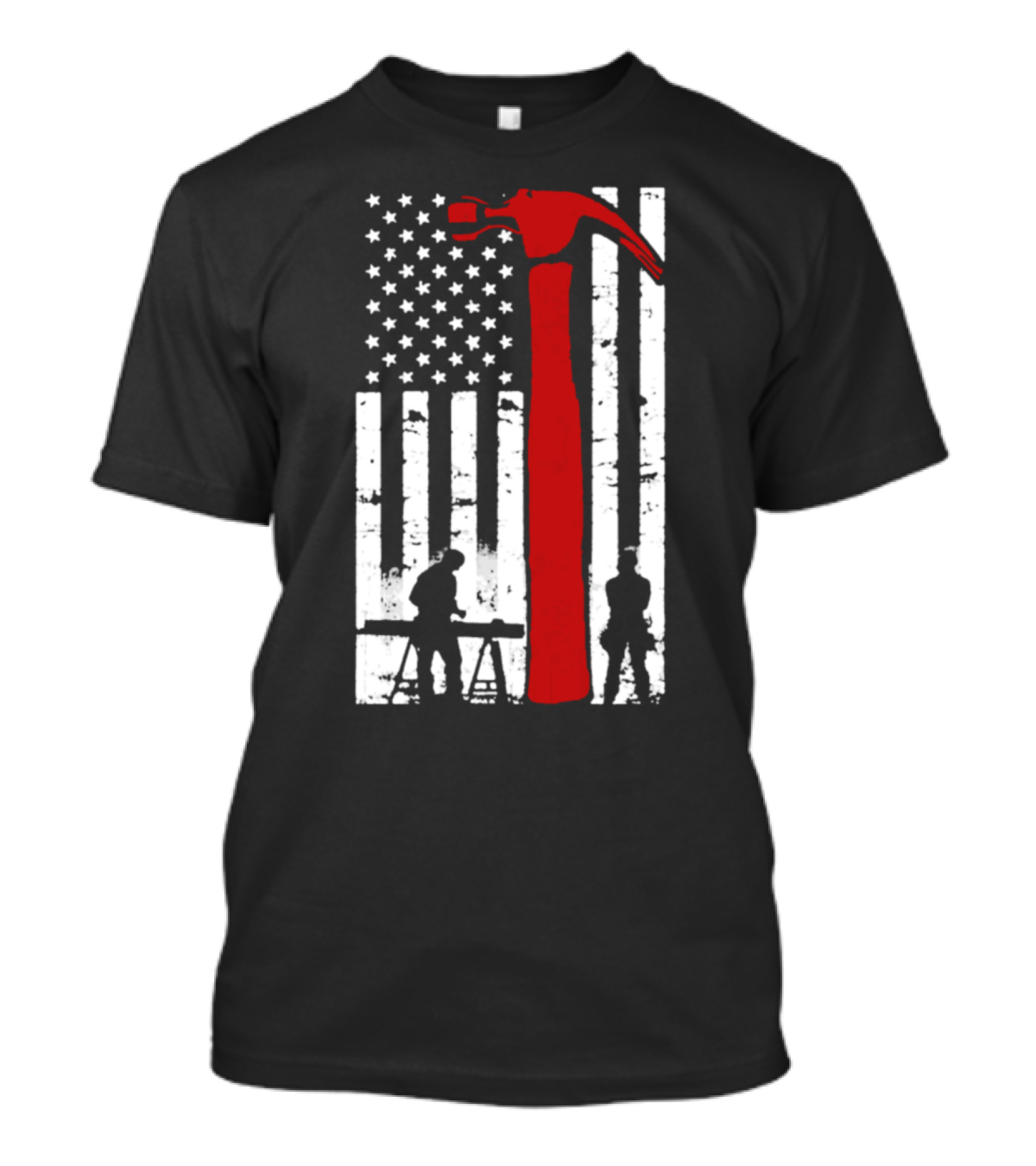 American Carpenter Hammer Silhouette Flag T-Shirt