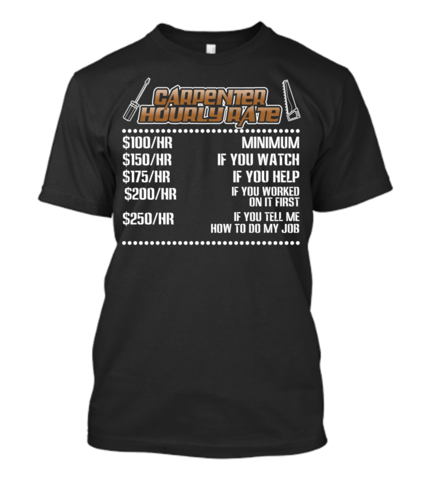 Carpenter Hourly Rate Minimum If You Watch Help Worked First Tell Me How To Do My Job T-Shirt